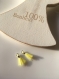 Lot de 2 breloques mini pompons coton jaune clair anneau argenté 1cm 