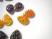 Perles gouttes en verre millefiori orange et multicolore x2 