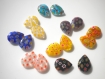 Perles gouttes en verre millefiori noires et multicolores x2 