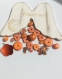 Lot de 30 perles en céramique nacre et bois thème orange 