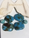 Lot de 6 perles en céramique palets et ronds en bleu 