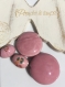 Lot de 4 perles en céramique palets et olives en rose 
