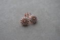 Boucles d'oreille collection " les textiles " tissu japonais écru, or rose cuivré 