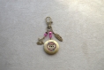 Porte clé & porte photo " spécial marraine " composé de perles en agate et verre 