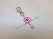 Porte clé cadeau " super atsem " composé d'une étoile émaillée rose, support argenté 