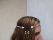 Headband " julie " perles d'eau douce, cristal, feuille en nacre, lien satin 