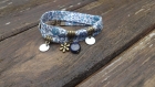 Bracelet 2 tours liberty " maevé " lapis lazuli, sequins émaillés 