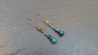 Boucles d'oreille " sea " perles en agate bleues et crist 