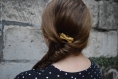  peigne à cheveux et noeud en cuir véritable " doré " 