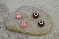 Collier interchangeable rose tissé + 2 perles au choix 