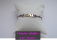 Bracelet fantaisie plaque love violette coton 