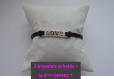 Bracelet fantaisie plaque love noire coton 