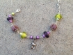Bracelet violet / anis en perles tissées à l'aiguille