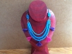 Collier de perles rondes et ovales en verre de briare style ethnique vintage 