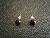 Boucles d'oreilles puces boules - perles noires - acier inoxydable - 8mm 