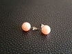 Boucles d'oreilles puces boules - perles roses claires - acier inoxydable - 10mm 