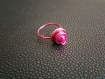 Bague aluminium couleur rose spirale et perle magique 