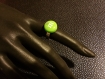 Bague bonbon "m" strass - acier inoxydable argent - vert 