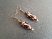 Boucles d'oreilles bronze ethnique chic perles en verre filé lampwork feuille d'or. 