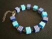Bracelet marin, rayures bleues et blanches 