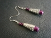 Boucles d'oreilles pendantes perles magiques gouttes scintillantes violettes 