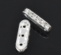 2x connecteurs perles intercalaires strass 3 trous métal argent 21mmx7.5mm 