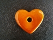 Pendentif coeur marron en céramique émaillée 51mm x 58mm 