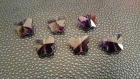 6x perles cristal de bohème papillons facettés violet fumé 15mm x 12mm 