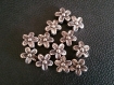 12 perles fleurs intercalaires acrylique argenté 15 x 8 mm  