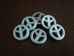 6x perles symbole de paix acrylique couleur bleu métallisée 20mm x 4mm 