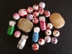 24x perles céramique poupées japonaises + chouettes + perles rondes fleurs 12mm etc 