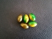 5x perles magique miracle ovale vert/jaune et vert kaki 14mm x 10mm 