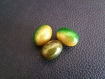 3x perles magique miracle ovale vert/jaune et vert kaki 19mm x 14mm 