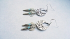 Boucles d'oreilles chandeliers mexicains bleus ~plumes & sequins~ 