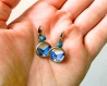 Boucles d'oreilles rétro baby dormeuses cabochon papillon bleu* florelia* 
