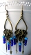 Boucles d'oreilles chandeliers ethniques ,baroque ,turquoise & bleu roi ~paon bleu~ 