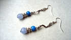Boucles d'oreille pendantes perle d'agate bleue ciel *pierres bleues* 