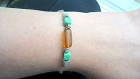 Bracelet art déco vert & ambre ~ cubisme~ 