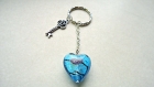 Porte clefs "cœur bleu azur" - idée cadeau saint valentin- 