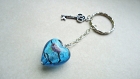 Porte clefs "cœur bleu azur" - idée cadeau saint valentin- 