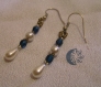 Boucles d'oreilles en perles de verre : blanc et bleu 