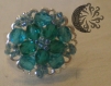 Bague ajustable -cabochon en perles turquoise 