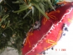 Décoration à suspendre pour noël mandala rouge feutrine perles broderies 10 cm fait main 