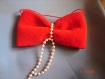 Lot de 3 noeuds rouge décoration à suspendre noël sapin en tissu et perles faits main 