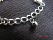 1 bracelet chaine métal argenté grosses mailles fermoir mousqueton coeur simple montage 
