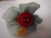 Bague fleur en tissu voilage , bouton faite main 4cm de diamètre 