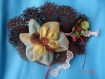 Grande broche baroque fait main fleur tissu dentelle perle 18cmx14cm 