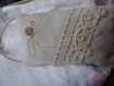 Coussin bijoux de porte clé à la lavande en lin ancien xixéme dentelle fait main 14cmx9cm 