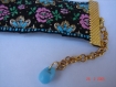 1 bracelet en ruban ancien brodé bleu rose doré noir et velours cousu main fermoir mousqueton doré 