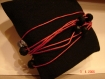 1 bracelet en cordon ciré rouge pour femme perles de verre bleues et noires neuf 